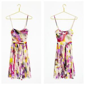 Vintage Jean Paul Gaultier Fuzzi Mesh Midi Dress Size Large Colorful Print Fairy